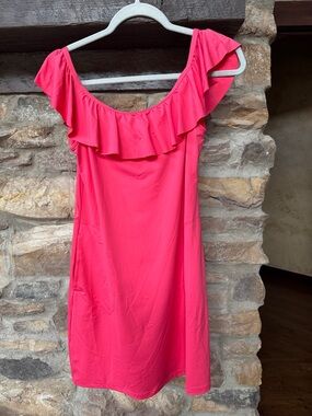 Tommy Bahama Coral Off-Shoulder Ruffle Dress